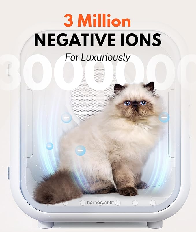 HomeRunPet Cat Dryer, 360° Efficient Automatic and Quiet Box with Smart Temperature Control, Ideal for Cats and Medium Dogs (62L Drybo Pro Pet Dryer Box)