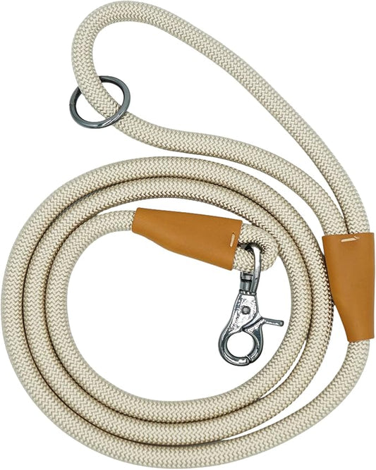 5FT Nylon Rope Dog Leash, Short Leash for Training Small Medium Large Dogs (Beige, 5FTx10MM)