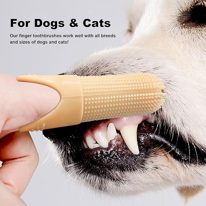 Pet Grooming Set – 1 Brush + 2 Toothbrushes (Soft & Finger) for Dogs & Cats(Green Handle)