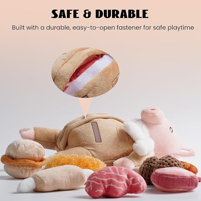 Nocciola Stuffed Pig Dog Toys: Funny Squeaky Crinkle Dog Chew Toys for Small Medium Breed, Plush Puzzle Cognitive Training Pet Enrichment Supplies, Burrow Hide Seek Mental Stimulation Anxiety Relief