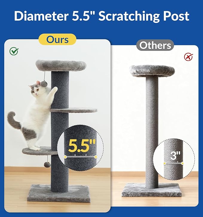 Cat Craft Cat Scratching Post with Bed Carpet Scratching Post with Perch Cat Pole for Indoor Cats Cat Tree Tower, Dark Grey