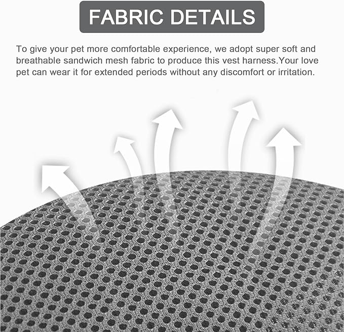 Vest Harness Leash Set for Small Dog Large Cat, Upgraded Escape Proof Adjustable Jacket with Lead for Puppy Fat Cat Outdoor Walking, Soft Breathable Mesh Coat with Reflective Strip XL Dark Grey