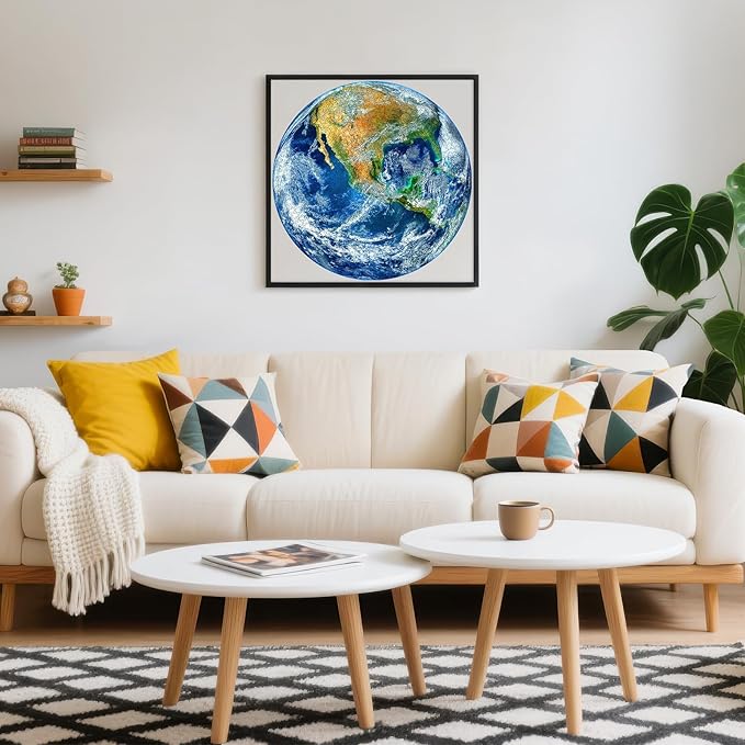 Round Earth Puzzles for Adults 1000 Pieces, NASA Blue Marble View Circle Jigsaw Puzzle with Letters on Back, Challenging Nature Puzzle, Premium Family Game Decor & Gift