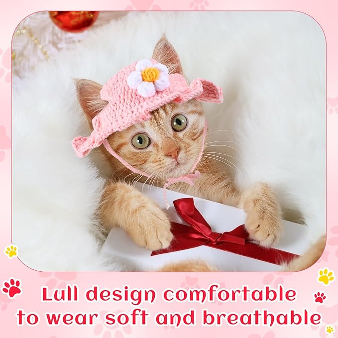 Weewooday 5 Pieces Cat Costume Christmas Bunny Hat Outfit with Ears Funny Cat Hat and Small Dogs Kitten Puppy Party Christmas Easter Costume Accessory Headwear(Chic Style)