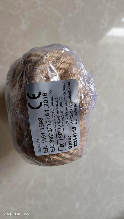 5/16 inch (8mm) x 164 ft (50Meter) Natural Sisal Hemp Rope Heavy Duty Thick Twine for Cat Scratcher Post Tree, Garden, Binding, Crafts Packing Material