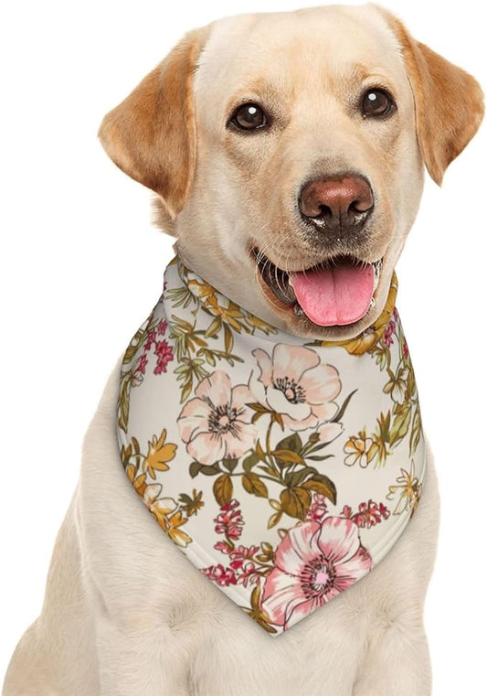 Floral Flower Dog Bandana Scarf Triangle Bibs Pet Accessories Cat Kerchief