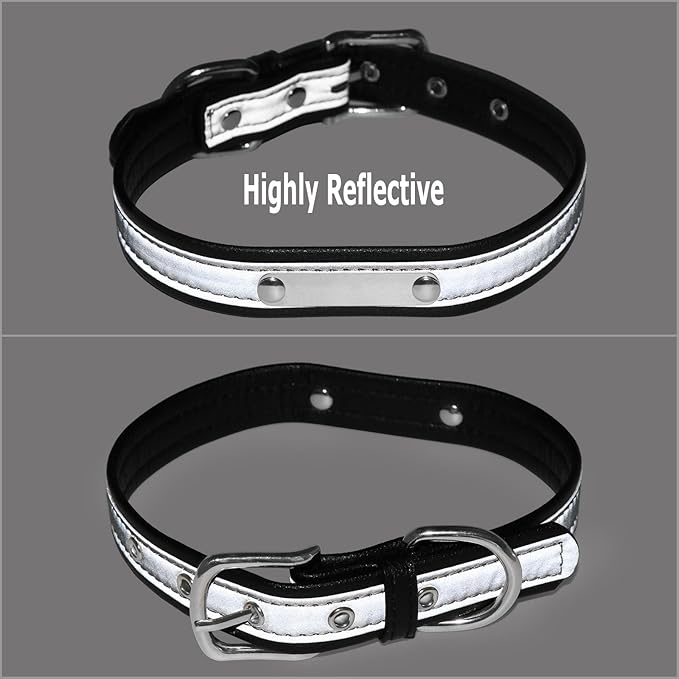 Personalized Reflective Cat Collars with Name Tag and Plated,Engraved Custom Cat Collar with Name and Phone,Kitten Collar with Safety Buckle Adjustable for Cats and Kitten(Black)