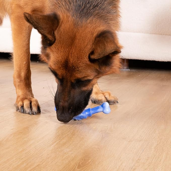 WinTour Dog Chew Toys for Aggressive Chewers 3 Pack, Indestructible Dog Toy to Keep Them Busy, Tough Dog Toys for Aggressive Chewers for Small, Medium and Large Breeds, Bacon Flavor, Blue