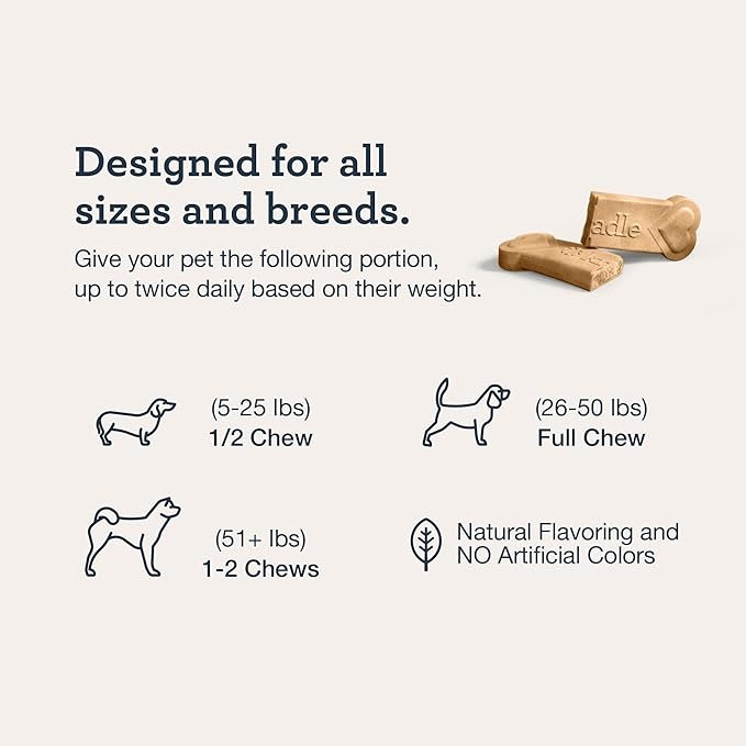 Kradle Chillers Hard Chews for Dogs - Ashwaganda GABA L-Theanine - Supports a Calm Demeanor - 6 Hard Chews