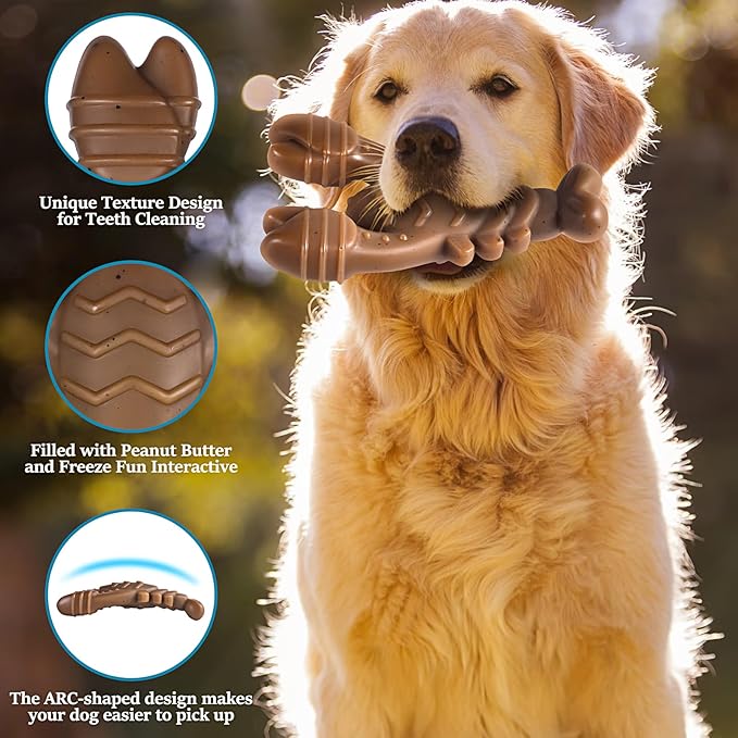 NEZIN Dog Toys for Aggressive Chewers, Indestructible Toys for Large Dogs, Dog Chew for Large Medium Small Breed, 3 Pack Super Chewer with Tough Nylon, Gift for Dogs