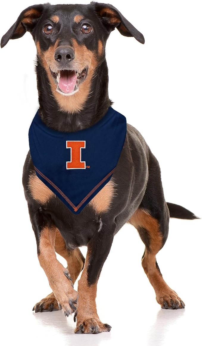Pets First NCAA Illinois Fighting Illini TIE Bandana, Size Small/Medium. Dog Bandana Scarf Bib for Pet Cat Dog. The Ultimate Game-Day, Party Bandana