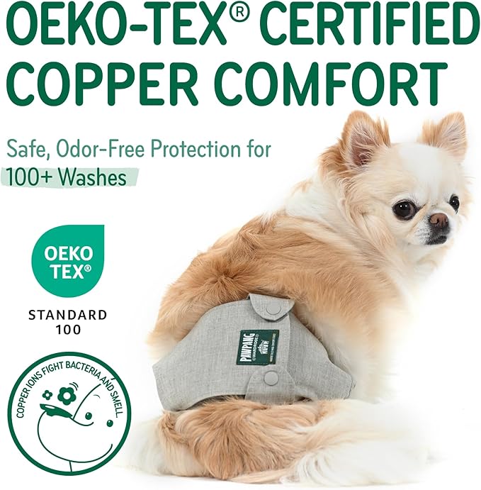 PAWPANG Copper Fit Mate Washable Male Dog Belly Band Kit – 1 Reusable Male Wrap with 15 Dog Diaper Liners, Ideal for Senior Dogs, Incontinence, and Marking, L