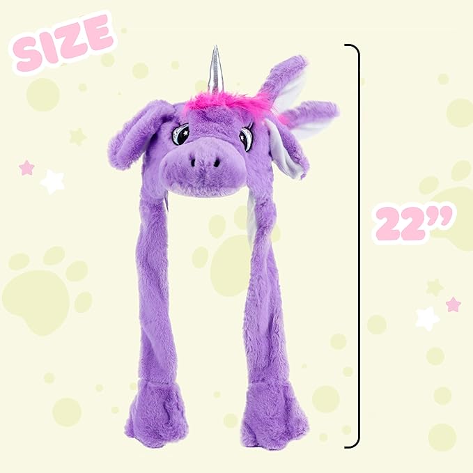 Animal Hat with Ears Moving Jumping Pop Up Beating Hat Plush Holiday Cosplay Dress Up Funny Gift for Kids