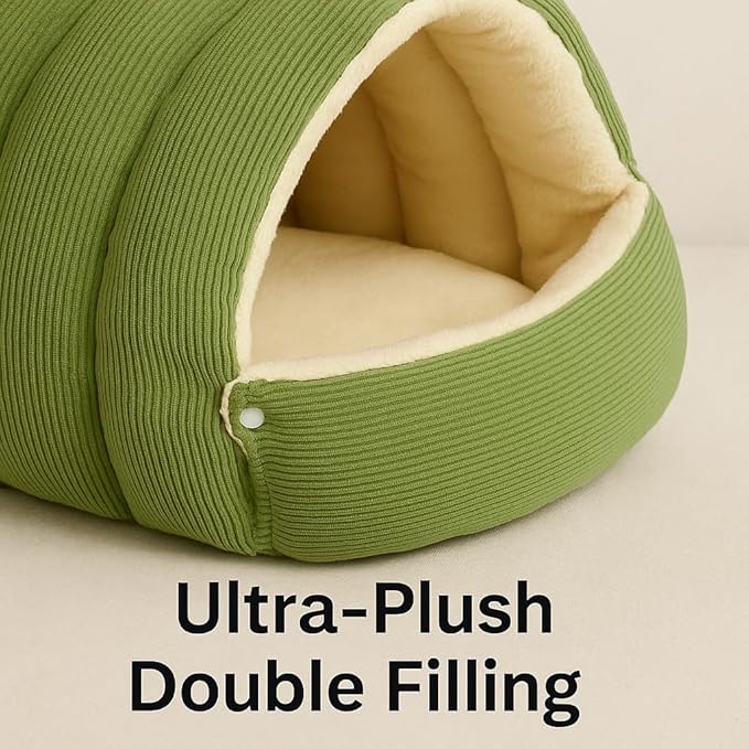 Cozy Monster Cat Bed,Soft and Warm Cats House Tent Beds,Non-Slip Removable Washable for Cats and Small Dogs (Green,Medium)