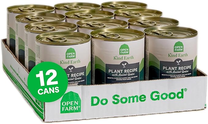 Open Farm Canned Dog Food, Plant Based Pate for Complete & Balanced Nutrition, Non-GMO Ancient Grains, Lentils and Vegetables, Plant Based Recipe, 12.5oz Cans (Pack of 12)