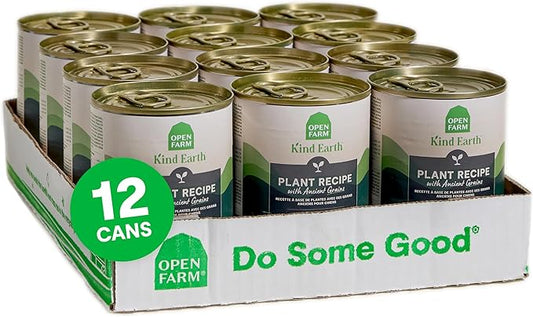 Open Farm Canned Dog Food, Plant Based Pate for Complete & Balanced Nutrition, Non-GMO Ancient Grains, Lentils and Vegetables, Plant Based Recipe, 12.5oz Cans (Pack of 12)
