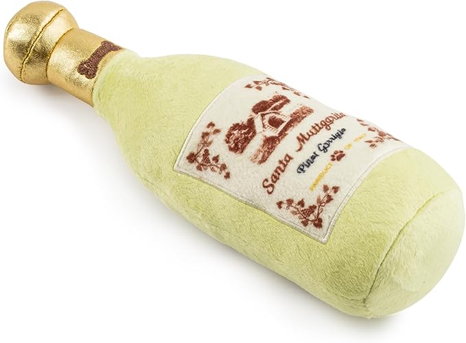Haute Diggity Dog Santa Muttgarita Pinot Grrrigio Plush Dog Toy for Small, Medium & Large Dogs, Interactive Funny Parody Squeaky Toys, Soft, Durable, Machine-Washable & Safe Birthday Gift for Dogs