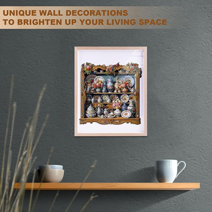 KAAYEE Wooden Puzzles for Adults, Porcelain Treasures Jigsaw Puzzles, 190 Piece Unique Shape Puzzle, Creative Gifts for Adults/Friends/Family, Family Game，Wall Decor(10.6 * 10.6in)