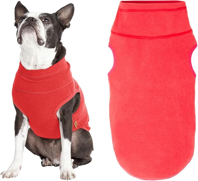 Gooby Microfiber Stretch Fleece Vest Dog Sweater - Tomato Red, Small - Warm Pullover Microfiber Fleece Dog Jacket for Small to Large Dogs