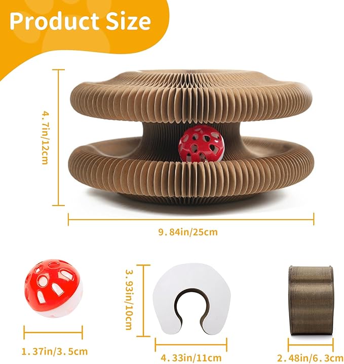 Kitty Kurlz Magic Twist Cat Toy, Collapsible & Double-Sided Infinity Design Kitten Scratching Pad, Eco-Friendly Cardboard, Long-Lasting Interactive Play Toy for Indoor Kittens, 2 Pack