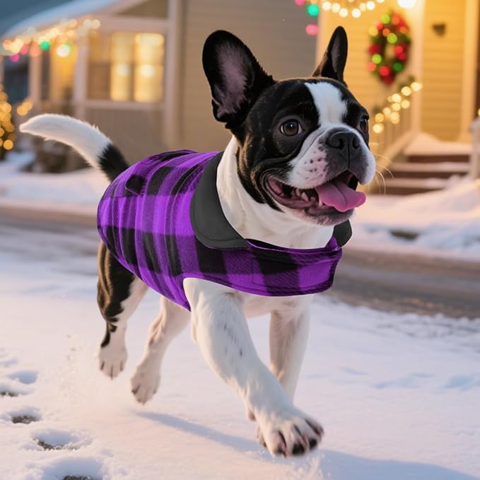 ASENKU Dog Jacket Plaid Reversible Reversible Dog Vest Waterproof Cold Winter Clothes Pet Apparel for Small Medium Large Dogs (XS, Purple)