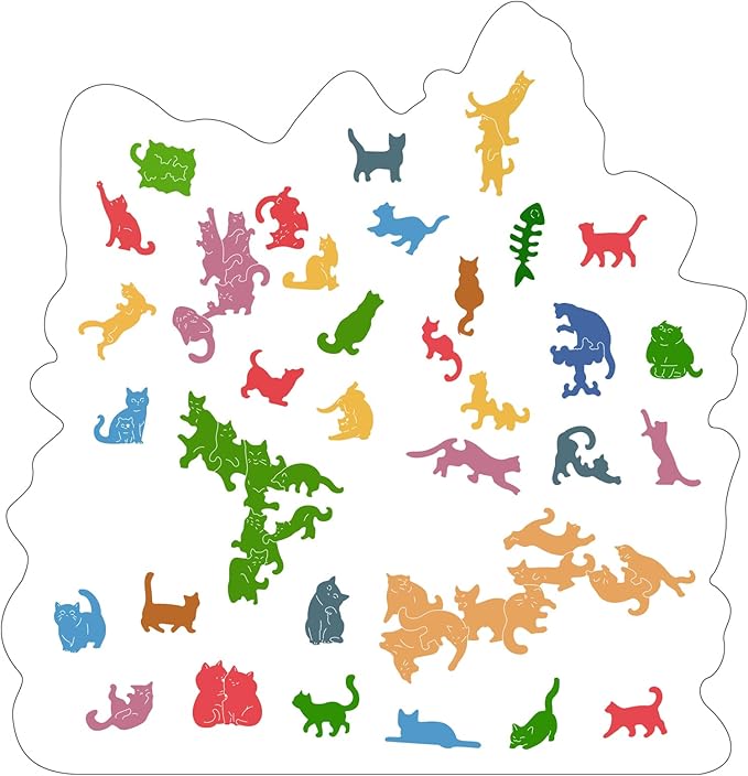 Bovearto Wooden Puzzles for Adults, 200 Pieces Cat Wooden Jigsaw Puzzles, Animal Unique Shaped Puzzle Gifts for Adults and Kids on Birthday, Thanksgiving, Family Puzzle Games (11'' x 11.4'')