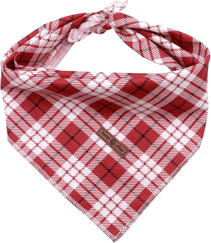 Lionet Paws Christmas Dog Bandana Washable Cotton Handkerchief Scarf Triangle Bandana for Small Medium Large Dogs