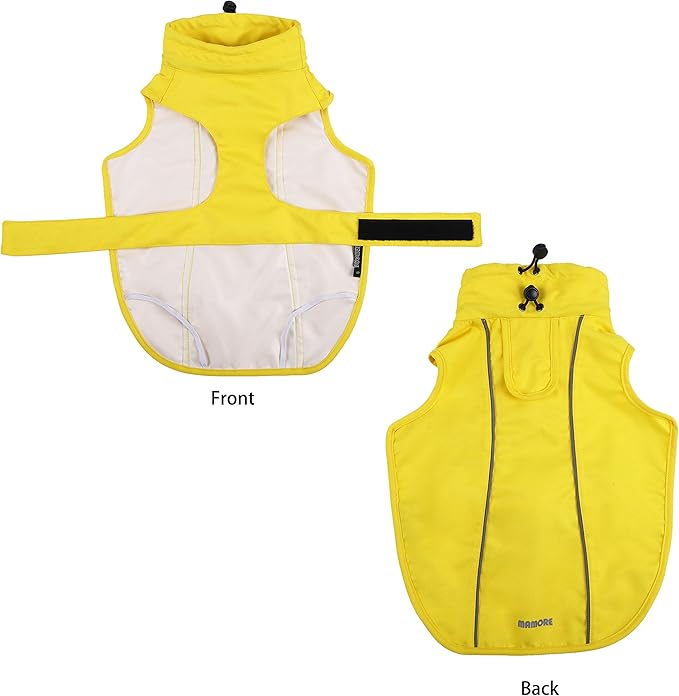 Adjustable Waterproof Dog Raincoat for Dogs,Lightweight Pet Rain Jacket Puppy Clothes with Reflective Strip for Small Medium Large Dogs (Yellow, XX-Large)
