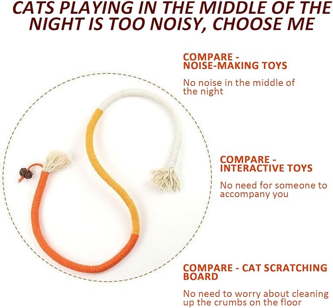 Cat Chew Rope, Catnip-Infused Organic Cotton Chew Rope Toys for Cats, Soft & Safe Dental Chew Toys, Self-Play & Teeth Cleaning for Cats (red+Orange)