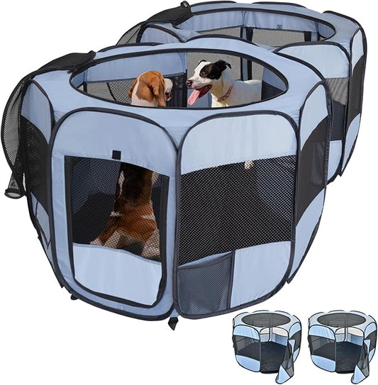 2-in-1 XLarge Cat Playpen, Detachable into 2 Separate Playpens with Additional 2 Doors, Portable Dog Playpen Cat Tent Enclosure for Kitten and Puppy Indoor Outdoor Use(L)