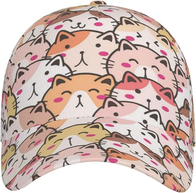 Cute Funny Cat Baseball Cap for Women Men Adjustable Animal Cat Snapback Baseball Hats