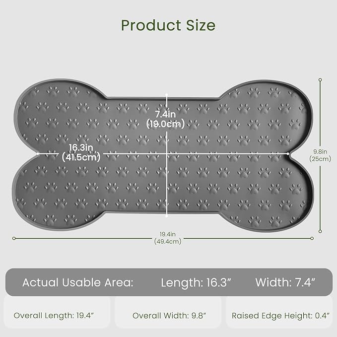 Dog Food Mat Anti-Slip Silicone Dog Bowl Mat Thicker Pet Placemat Waterproof Cat Feeder Pad with Raised Edge Puppy Kitten Feeding Mats Suitable Small Medium-Sized Dogs Cats Eating Tray