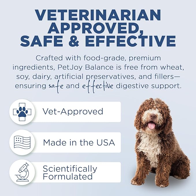 PetJoy Dog Probiotic Chews for Digestive Health - Puppy Diarrhea Probiotics for Dog Gas Relief and Gut Health - Digestive Enzymes for Dogs Diarrhea (60 Probiotics for Dogs Fiber Supplements)