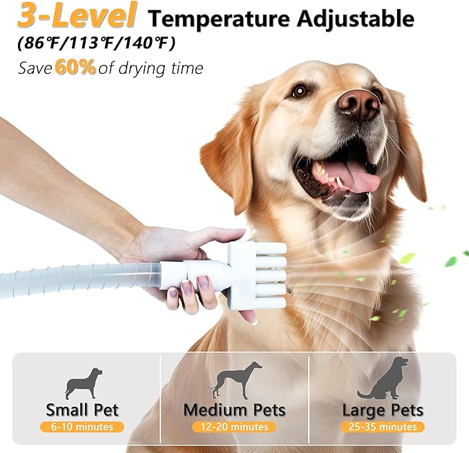 FOTING 8 in 1 Dog Grooming Vacuum & Dryer Kit, Dog Vacuum for Shedding Grooming with 3L Dust Cup, Touchscreen Adjustable Speed Temperature Control Clippers Brush, Pet Grooming Vacuum for Dogs at Home