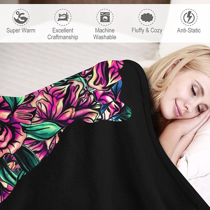Personalized Cat Blanket Gifts with Name - 40"x50" Cute Throw Blanket for Adults Kids - Black Soft Plush Throws for Bed, Couch & Travel