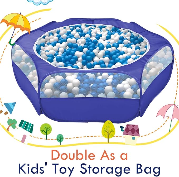 Pawaboo Small Animals Playpen, Waterproof Small Pet Cage Tent with Zippered Cover, Portable Outdoor Yard Fence with 3 Metal Rod for Chick/Kitten/Puppy/Guinea Pig/Rabbits/Hamster/Chinchillas,Indigo