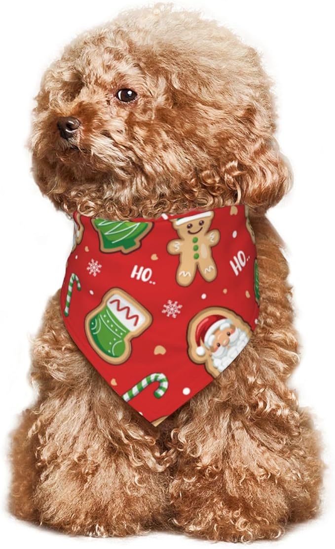 Christmas Gingerbread Man Santa Claus Tree Candy Cane Cute Dog Bandana Scarf Triangle Bibs Pet Accessories Cat Kerchief White40 One Size