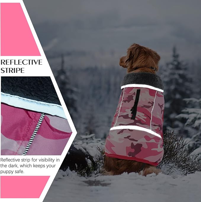 QBLEEV Warm Dog Coat Reflective Jacket, Waterproof Dog Winter Coat Turtleneck Puppy Clothes for Cold Weather, Thick Fleece Pet Snowsuit Christmas Vest Apparel for Small Medium Large Dogs S