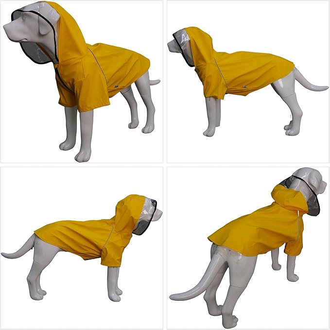 LoveLonglong Premium Waterproof Dog Raincoat with Reflective Safety Features Pet Raincoats for Large Medium Small Dogs Yellow S