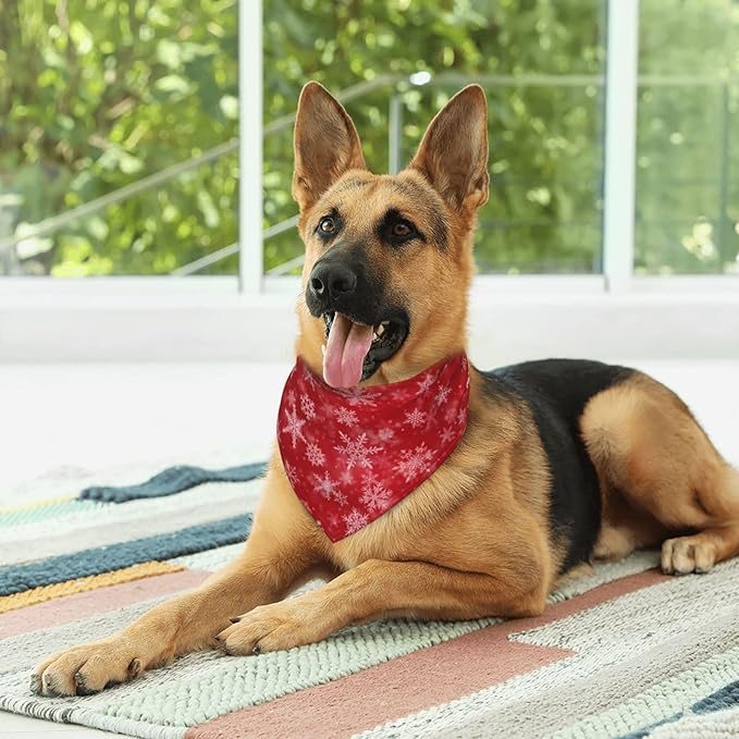 Christmas Snowflake Red Dog Bandana Scarf Triangle Bibs Pet Accessories Cat Kerchief