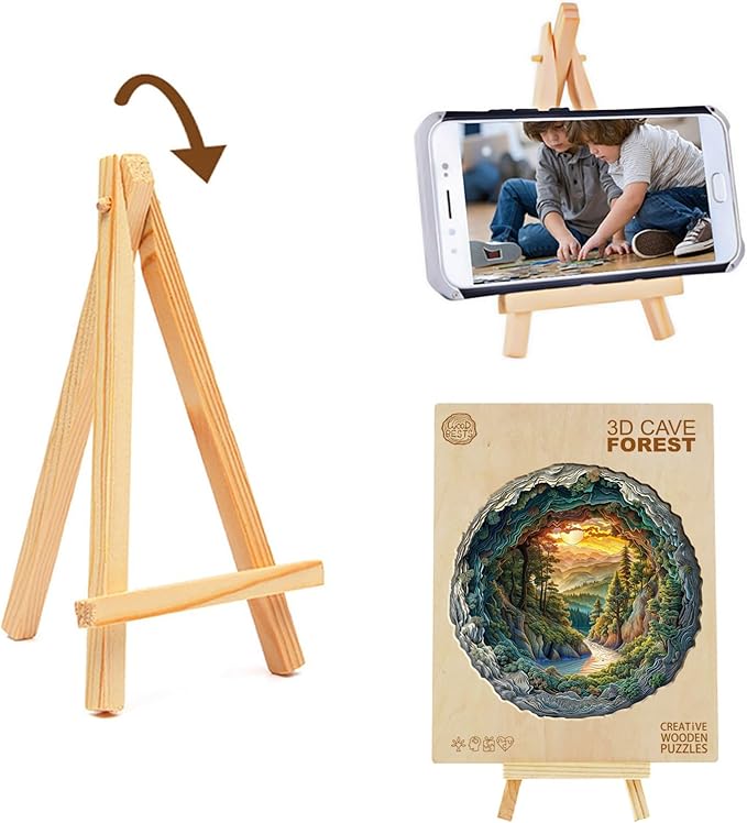 Wooden Puzzle for Adults-3D Vision Effect Cave Forest Wooden Puzzle Unique Shape Advanced Wooden Jigsaw Puzzle for Adult, Wood Puzzles,Challenge Wooden Jigsaw Puzzle (11.4 * 11.3in-200pcs)