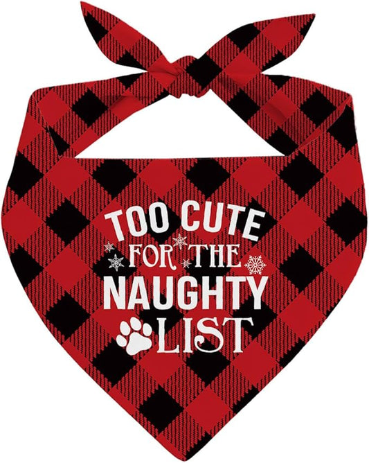 Christmas Dog Bandanas, Dogs Bandanas, Red and Black Plaid Dog Bandana, Pet Triangle Scarf, Holiday Bandana for Small Medium Dogs