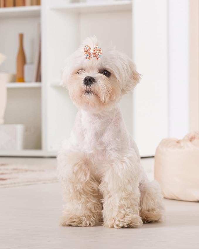 PET SHOW 20 Pack Fall Dog Hair Bows with Alligator Clips for Small Medium Dogs Autumn Floral Bowknot Hair Clips Cat Puppy Yorkshire Rhinestone Grooming Hair Accessories for Party Costumes