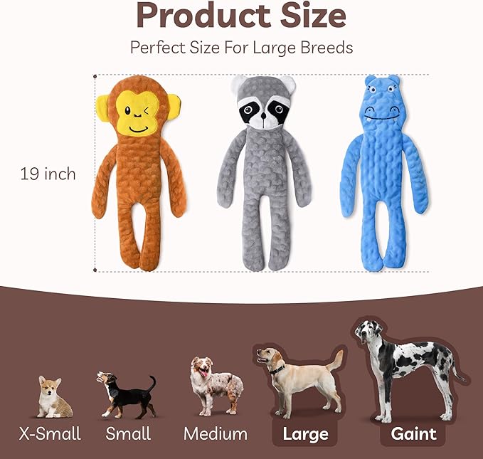 SHARLOVY No Stuffing Dog Toys 5 Pack, Crinkle Interactive Dogs Toy for Boredom, Puppy Toys for Teething to Keep Them Busy, Cute Squeaky Dogs Toy for Small, Medium, and Large Breed