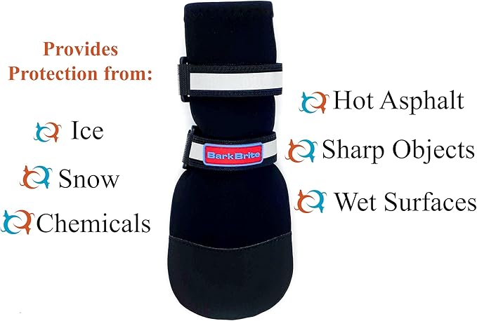 All Weather Neoprene Paw Protector Dog Boots with Reflective Straps in 5 Sizes! (Black Medium)