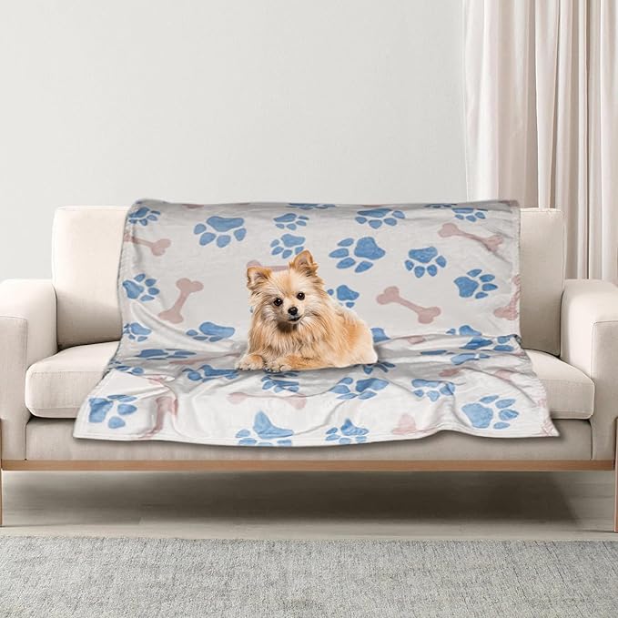 Dog Blanket for Medium Dogs Washable - Soft Fluffy Puppy Blanket with Premium 300GSM Coral Fleece, Cozy Calming Cat Blankets for Indoor Cats for Kitten Doggy,White