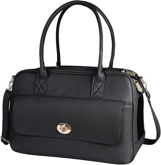 Pet Carrier Dog Purse Carrier Cat Soft-Sided Dog Carriers for Puppy Kitten, Fashion Leather Handbag Tote Travel Pet Bag for Small Dogs Cats, TSA Airline Approved (Black)