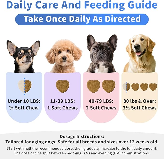 Senior Advanced Joint Supplement for Dogs – 17-in-1 Glucosamine for Dogs with Chondroitin – Hip & Joint Pain Relief Pills – Mobility Support Chews – Large & Small Breeds - Chicken Flavor – 90Ct