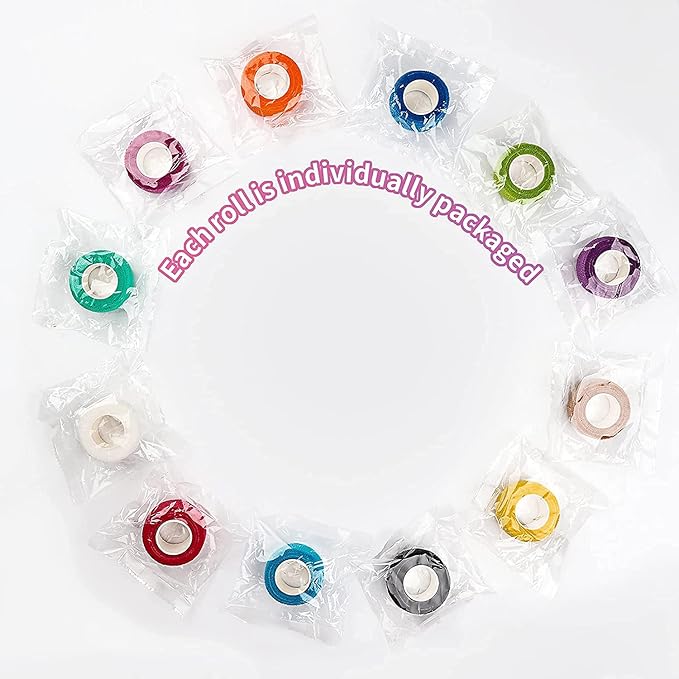 12Pack 1” x 5 Yards Self Adhesive Bandage Wrap, Elastic Self Breathable Self Adherent Wrap for Pets, Athletic Cohesive Bandage for First Aid, Sports Injury & Protection, 12Color