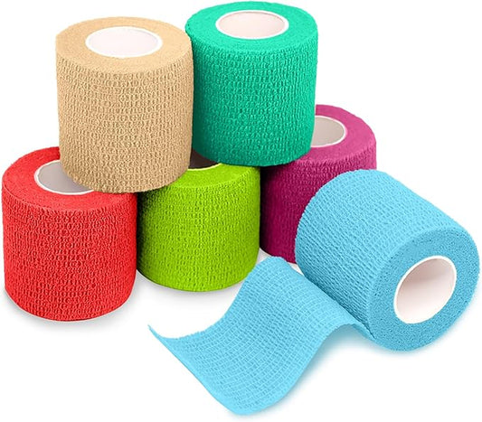 FriCARE Self Adhesive Bandage Wrap, Medical Tape in First Aid Kit, Cohesive Bandages for Wounds Sport Vet, 2 inches X 5 Yards 6 Rolls, Kismet Dream
